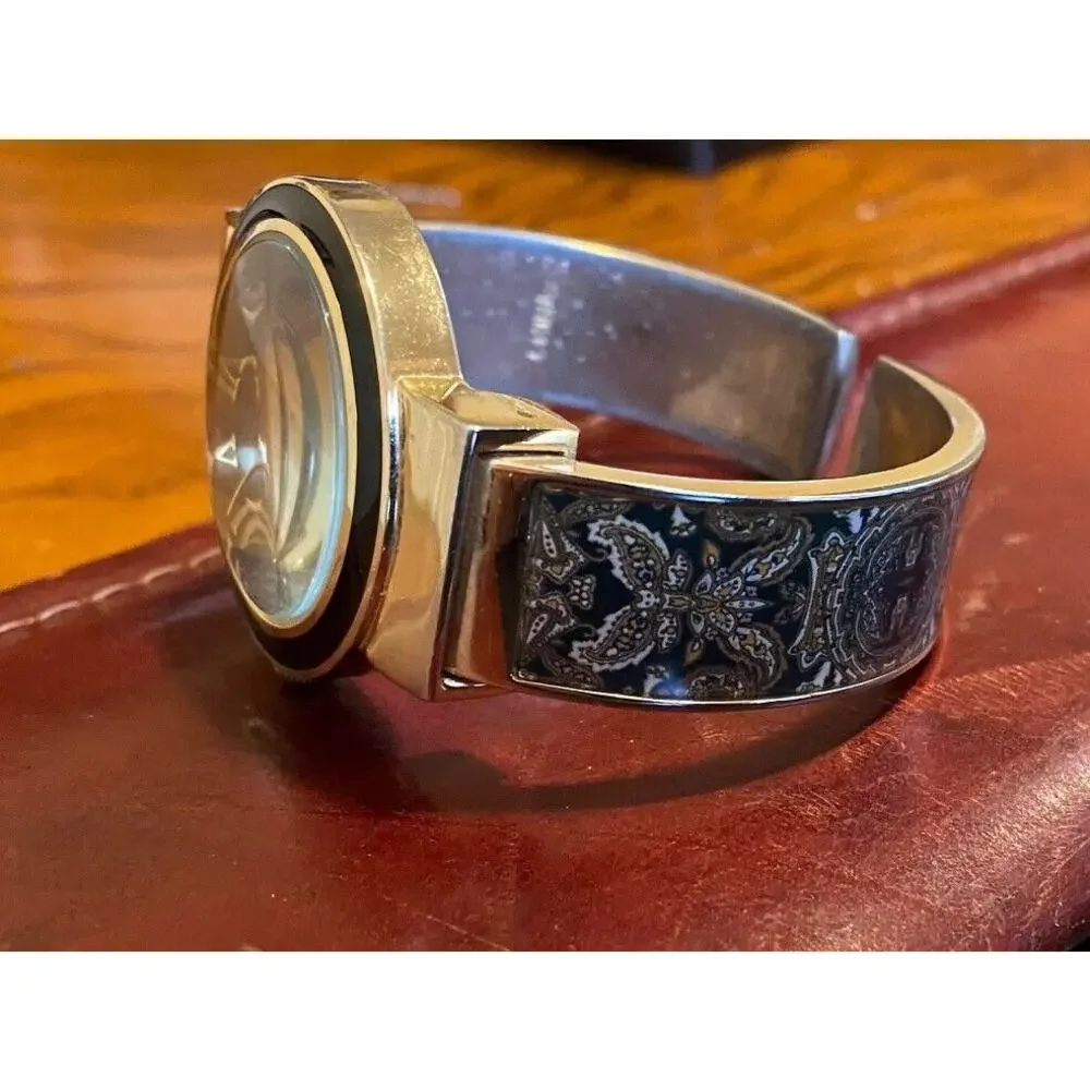 Women's Liz Claiborne New York Bangle Watch, Gold Tone with Pattern Accents